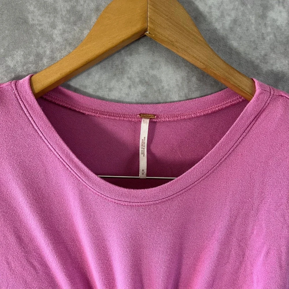Free People 2 Piece Set Womens Medium Pink Ruched Skirt Shoulder Pad Crop Top